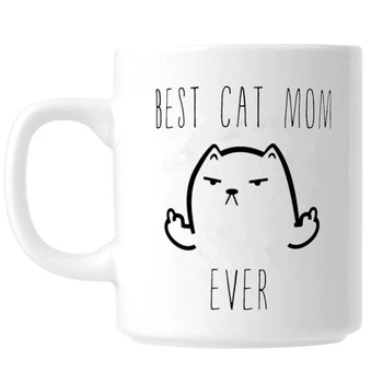 Забавното е най-Добрата Котка на Майка Някога Чаши за Кафе Груб Котка Любителите на Котки Меми Подарък Новост Среден Пръст Бяла Керамична Чаша за Мляко, Бира 11 грама