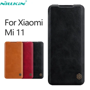За Xiaomi Mi 11 Калъф NILLKIN Чин Серия ПУ Кожен Портфейл Поставка Калъф за Телефон Mi11 12 12X 11i Pro Lite 5G и 4G Калъф