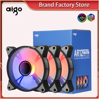 Aigo AR12PRO Компютърен корпус фен ventoinha PC 120 мм rgb фен 4pin PWM вентилатора за Охлаждане синхронизация 3pin5v Неограничено пространство argb 12 см ventilador