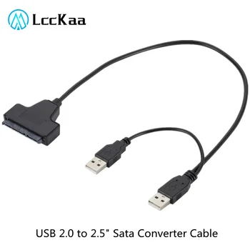 LccKaa SATA USB 2.0 Адаптер за твърд диск, SSD, USB 2,0 до 2,5-инчов HDD 7 + 15pin SATA Адаптер за твърд диск SATA SSD Адаптер