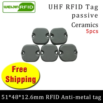 UHF RFID метална етикет 915 м 868 м Impinj M4QT 5 бр. безплатна доставка 51*48*12.5 мм Рафтове за стоки трайни ABS смарт карти пасивни RFID етикети