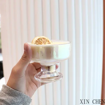 200 мл Корея стъклена чаша за кисело мляко, висока десерт, чаша, купа за сладолед, купа за пудинг, ресторант чаша за парти, на чаша за вино