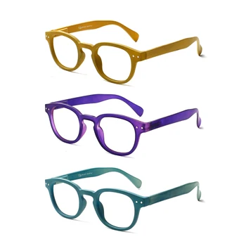 Henotin, 3 Опаковки, Очила За четене в Кръгла Рамка, Стилни и Качествени слънчеви Очила За Четене с Пружинным тръба на шарнирна Връзка, Модни Мъжки И дамски Очила