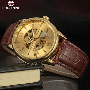 FORSINING Класически Модерен Мъжки Часовник Tourbillion Златен Цвят Автоматични Механични Часовници за Мъже на най-Добрите Луксозни Маркови Часовници