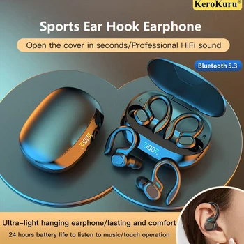 Bluetooth Слушалка TWS Спортни Ухото Куки HIFI Стерео Бас Bluetooth 5,3 Безжични Слушалки С Микрофон Водоустойчиви Слушалки