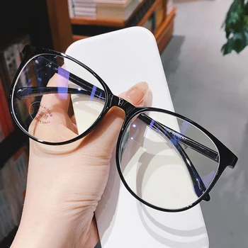 Големи Кръгли Очила В Рамки, Дамски Модни Маркови Дизайнерски Големи Прозрачни Очила, Реколта Прозрачни Лещи, Ултра-Леки Очила
