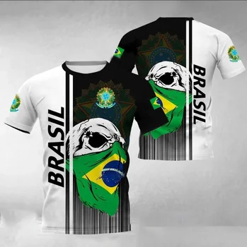 Бразилия Мъжка Риза 3D Бразилски Избор на Тениски С Кръгло Деколте Негабаритная Фланелка на Футболния отбор на Ежедневни Джърси Градинска Мъжки Дрехи