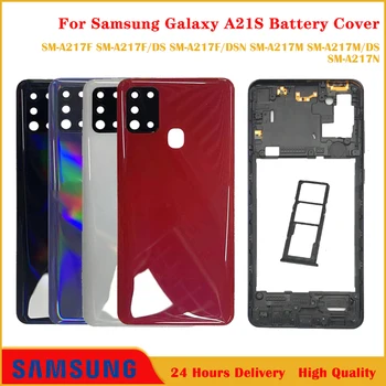 За Samsung Galaxy A21S A217 SM-A217F/DS Пълно Тяло Средната Рамка Рамка на Задната част на Кутията на Батерията на Задната Врата за Носене на Обектива на Камерата да се Замени
