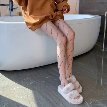 Парижките секси Черни Чорапи с Принтом Азбука, Чорапогащи за стил Лолита 