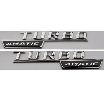 Хром Лъскав Сребрист TURBO 4MATIC Номер 3D Букви Икона на Крилото на Емблеми Стикер за Mercedes-Benz AMG
