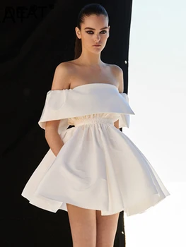 DEAT къса рокля 2023 Есен High Street Дамска Мода Нов fit Темперамент Плътен Цвят с Цип Самоличността на 7DS312