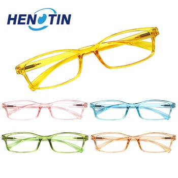 Henotin Прост Стил на Правоъгълни Рамки от Очила За Четене На Рецепта Пружинен Шарнир Мъжки Женски HD Очила +1.0+2.0+3.0+4.0+5