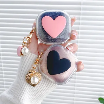 Сладък 3D Сърцето си за Любовта Блестящ Прозрачен Калъф Перла с Висулка Ключодържател За Samsung Galaxy Рецептори Live 2 Pro Кутия За Слушалки Защитна Чанта