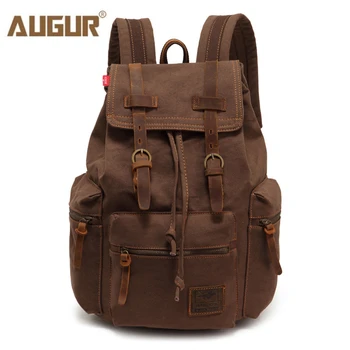 AUGUR, Нов модерен мъжки раница, ретро платно раница, училищна чанта, мъжки пътни чанти, голям капацитет, чанта за лаптоп, ретро чанта