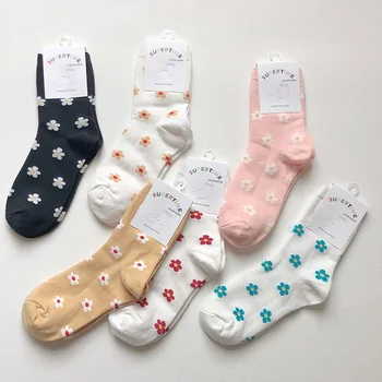 1 чифт модни чорапи hyuna wind flowers kawaii, дамски чорапи-тръба, японски сладки чорапи с приливите и отливите цветове, дълги чорапи