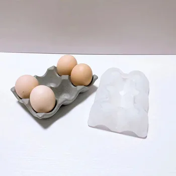 6 Кухини Силикон Бетонен Титуляр Форми Титуляр За Яйца Форма Crystal Епоксидни Форма Креативни Форми За Съхранение На Яйца Циментов Тава Форма