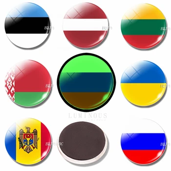 Светлинен Флаг 30 ММ Стъклена Магнит За Хладилник Магнити За Хладилник Знаме на Естония Латвия Литва Беларус, Русия, Украйна, Молдова