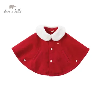 DB14838 дейв bella зимно модно однотонное преносимо меховое палто за малки момичета, детски блузи, връхни дрехи за деца