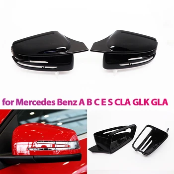 Ярък Черен W176 W246 W204 X156 Подмяна на Висококачествен ABS за Mercedes Benz A B C E S CLA GLK GLA Клас Капак огледала Шапки