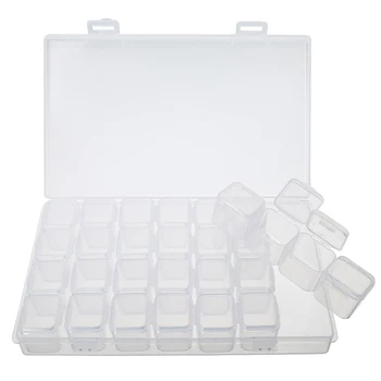 Прозрачна Пластмаса 28 Слотове Регулируема Кутия За Съхранение на Бижута Калъф Занаят Организатор Мъниста DIY Инструменти За Домашно Съхранение