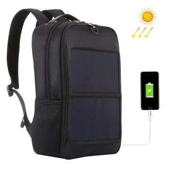 Слънчев Раница 14 W Захранва От Слънчева батерия Раница, Чанта за Лаптоп Водоустойчив Голям Капацитет с Външни USB Порт за Зареждане