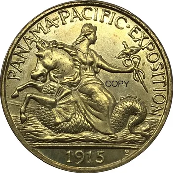 Монета на САЩ 1915 г. САЩ 2 1/2 Долар Панамско-Тихоокеанския експозиция Метална Латунная Златна Монета Сувенирни копия на Монети в САЩ