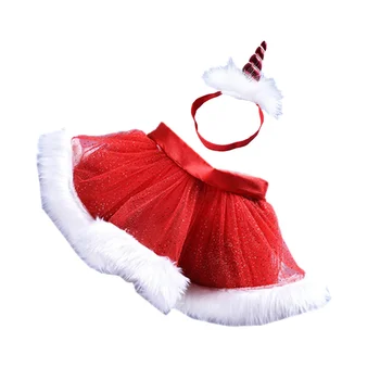 Коледен Костюм за малките момичета, Пола-пакетче с Единорогом, Детски Танцов костюм за парти, костюм от 3 месеца до 4 години