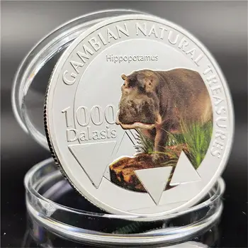 Монета На Животното Конго Късмет Часовници С Бегемотом Океана Подарък Възпоменателна Монета Мемориал Медал На Сребърна Монета Занаяти Колекционерска Стойност