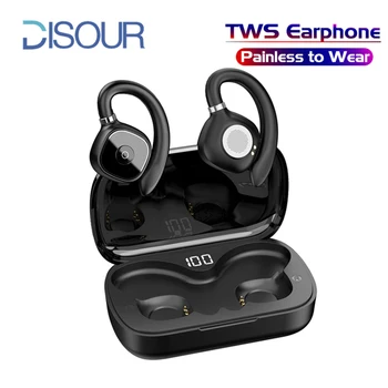 Безжични Слушалки DISOUR Bluetooth 5,3 Hi Fi Стерео Бас Спортни Водоустойчиви Слушалки Слушалките С Шумопотискане Ухото на Куката Слушалки