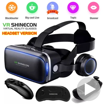 2022 Оригинални слънчеви Очила за Виртуална Реалност VR Shinecon 6.0 3D VR Очила Стерео Каска, Слушалка с Дистанционно Управление за IOS и Android