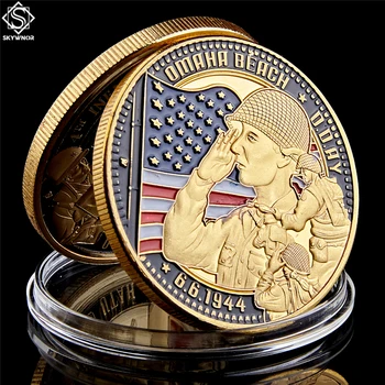 Втората СВЕТОВНА ВОЙНА 1944.6.6 Omaha Beach Ленд Cimetiere Колекция от монети American Metal Challenge