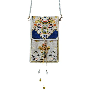 Осем съкровища с Двустранна Бродерия Hanfu Преносима чанта-Месинджър в Древен стил, Ежедневни универсална чанта