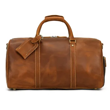 Мъжка чанта от естествена кожа в ретро стил, за първи слой, Воловья Кожа, по-Голямата голям Пътна Чанта За Бизнес пътувания, чанта-Месинджър Crazy Horse на рамото