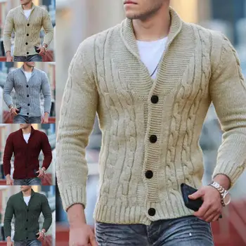 Чудесен Пуловер, Еластичен Есенен Пуловер С V-образно деколте За Почивка, Обикновен Мъжки Зимен Пуловер, Универсални