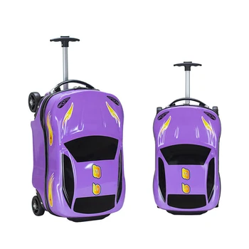 Нов 3D Cartoony Кола Количка за багаж детски багажа си на количка за Ръчен багаж куфар с колело кабина, количка калъф за детски подарък