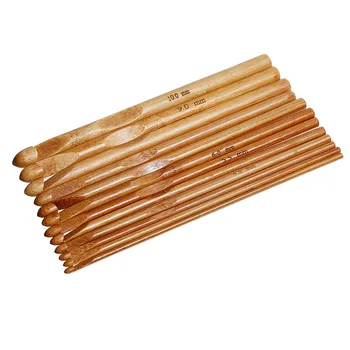 DoreenBeads 10 мм - 3 мм Естествен бамбук Одноконечные афганистански Тунизийската куки за плетене на една кука Игла Смесени 15x1 см-14,5x0,3 см, 12 бр./компл.