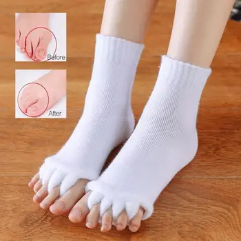 1 чифт Чорапи С Пет Пръста Разделител за Пръстите на Краката Изравняване на Краката Облекчаване на Болката Масажни Чорапи за Жени Стягане Поддържа