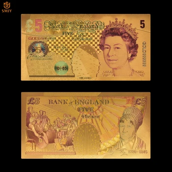Британската Цветна Златна Банкнота От 5 Лири Реплика На Оригиналните Банкноти Евро Колекция От Банкноти За Сувенирни Подаръци