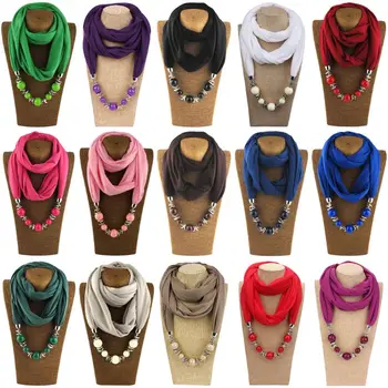 Дамска Мода на Шийката на носна Кърпичка за Безкрайност Пръстен Шал, Огърлици Етнически Обикновена Мъниста Бижута Шал Аксесоари За Дрехи