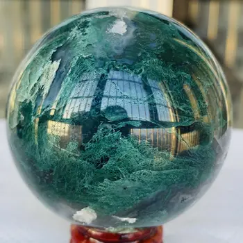Крушка сфера кварц, ахат естествен мъх акватический кристален за изцеление украса чакра