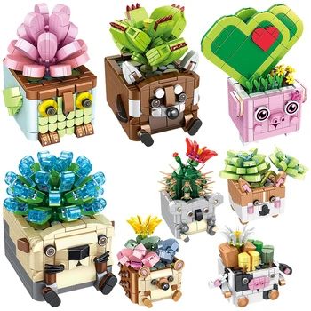 Направи си САМ Градски Кактус Суккулентные Растения, Стайни Растения Строителни Блокове Приятели Животни Мебели, Декорации Тухли Играчки За Деца Подаръци
