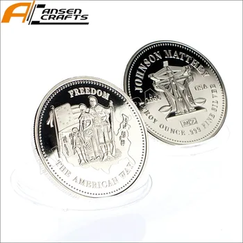 1 Трой унция проба 999 Сребърна монета Freedom Johnson Matthey САЩ