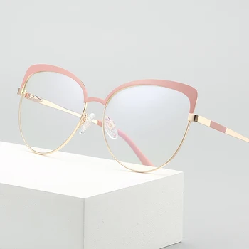 2021 Котешко Око рамки за очила дамски Оптични очила Метални очила За Късогледство рецепта анти-сини светлинни очила, Рамки за очила