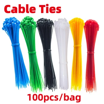 100 бр/пакет, 8 цвята, 2.5 мм x 100 мм, 2,5 мм * 100 мм, самостоятелно блокиране Найлонов кабели, кабелни Превръзки, Кабелни Превръзки, Бяло, Черно, Органайзер, Закрепляющий кабел