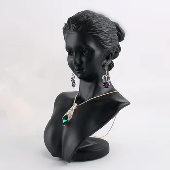 Черна Смола 3D Манекен, от Бюст Дамата Фигура Дисплей Огърлица, Обеци, Бижута