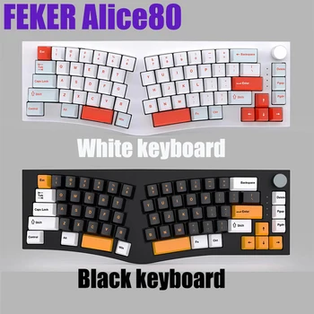 FEKER Alice80 с помощта на Механична клавиатура с гореща замяна Hotswap 68 клавиши Южно Осветление PBT Keycap Gateron Matcha Ключ Комплект Скоби за Китката