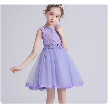 Детски рокли на Принцеси за момичета 2022 година, Ново Лятно Пищни рокля с цветен модел, Дантелено рокля, Детски костюм за момичета рокля от 4 до 15 години G0033