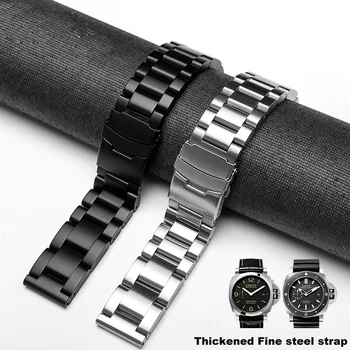 Дебели каишка за часовник от фина стомана, подходящ за Panerai PA111 Breitling Avenger Seiko мъжки колан от консерви са станали 24 мм