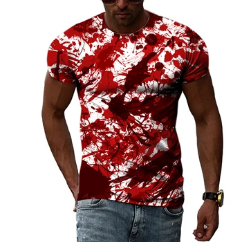Трилър на Ужасите Кървава Модел Годишна Индивидуалност 3D Печат Мъжка тениска Модна Тенденция Хип-хоп Пародия Алтернатива С Къс ръкав