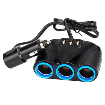 3 USB Порта 3 Начина 3.1 A Синя Led Автомобилни Запалки Конектор Сплитер Hub захранващ Адаптер 12 В 24 В за iPad Смартфон DVR GPS
